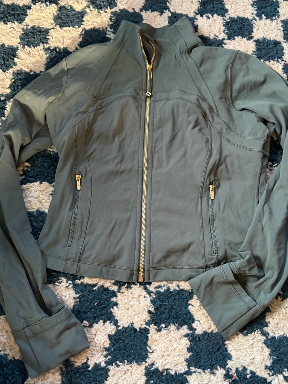 Lululemon Define Jacket Luon Dark Forest Green & Gold Size 12